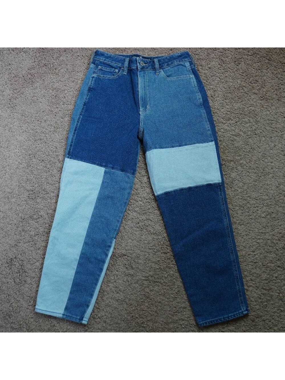 Hollister Jeans Womens 5S Blue Ultra High Rise Mom Patchwork Denim Stretch